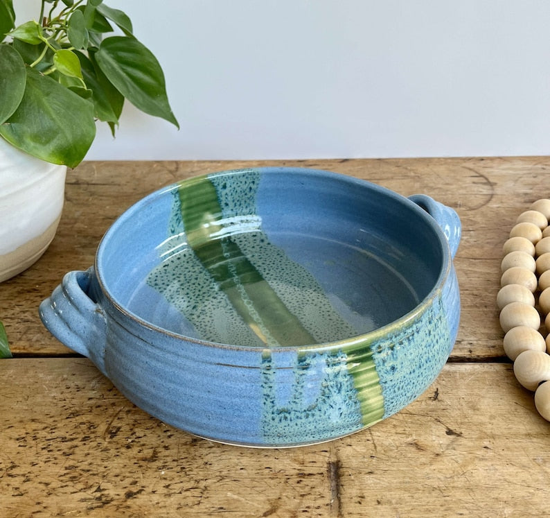 Teal Green Coastal Style Ceramic Casserole
