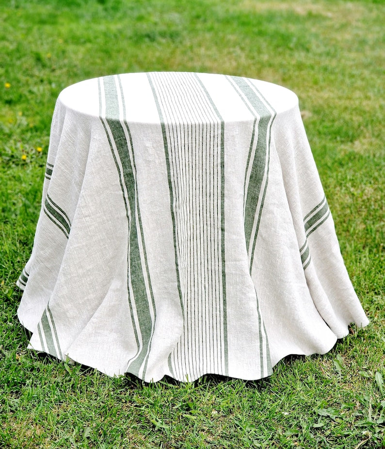 Striped Linen Home Tablecloth
