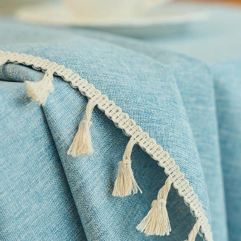 Round Linen Textured Outdoor Tablecloth