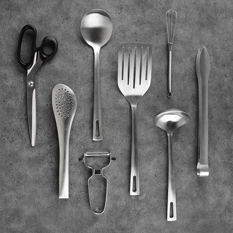 8 Piece Stainless Steel Kitchen Utensil Set Rust Resistant