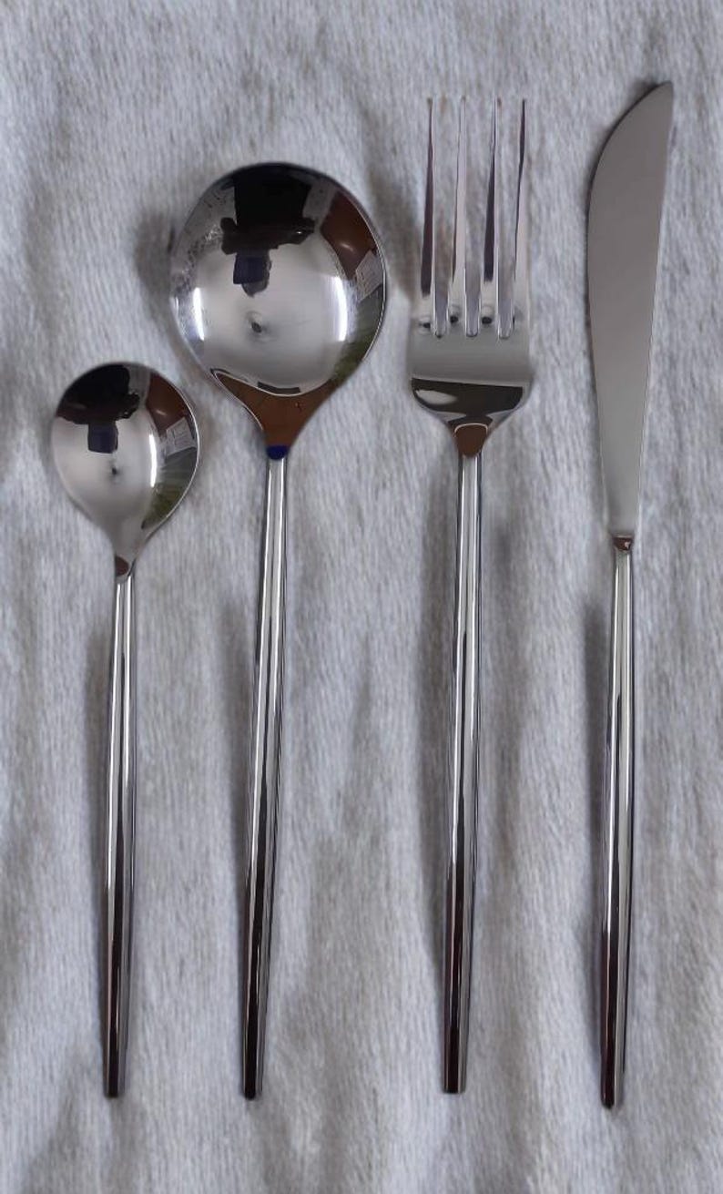 4 Pieces Silver Cutlery Set Engraved Tableware