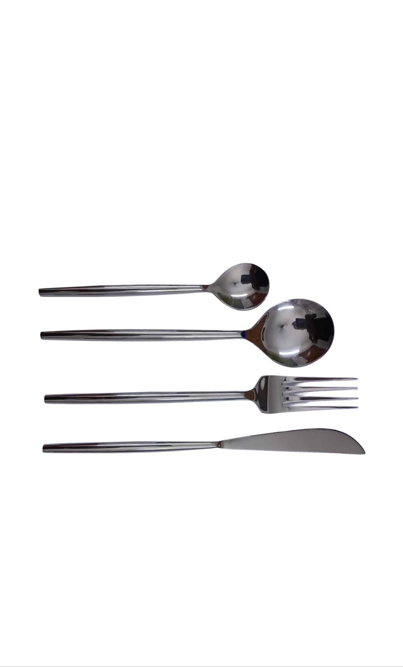 4 Pieces Silver Cutlery Set Engraved Tableware