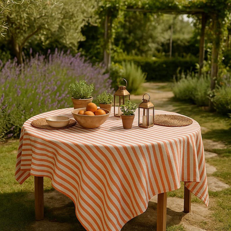 Linen Striped Tablecloth