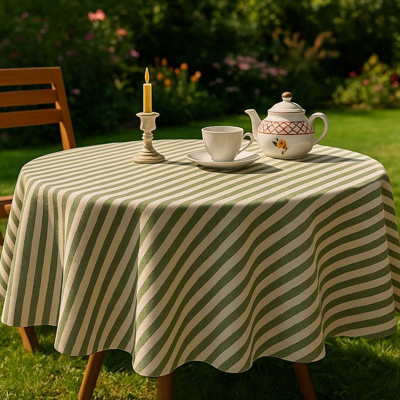 Linen Striped Tablecloth