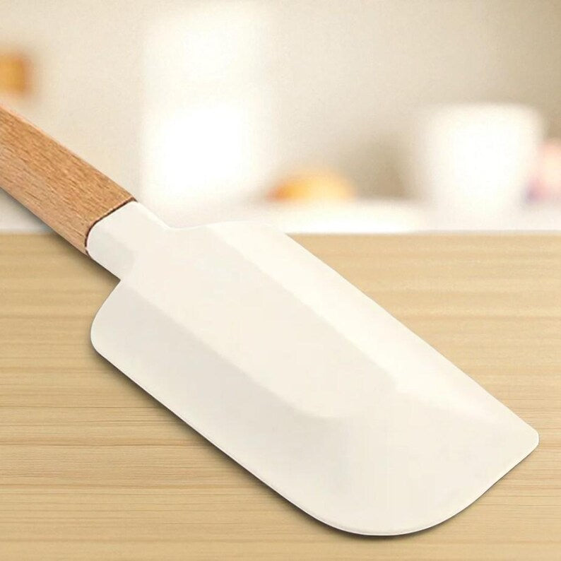 Handmade Silicone Spatula Set: Wood Handle, Heat-Resistant