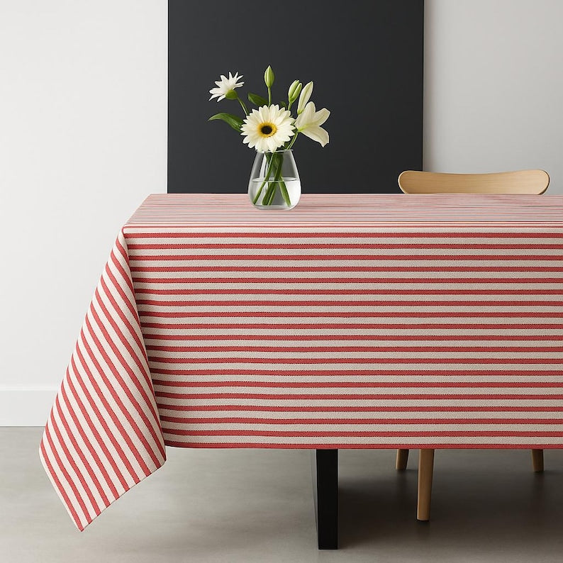 Linen Striped Tablecloth