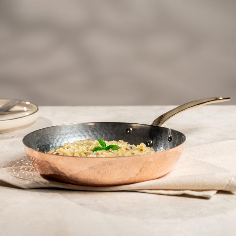 Brass Handle Hammered Brass Frying Pan