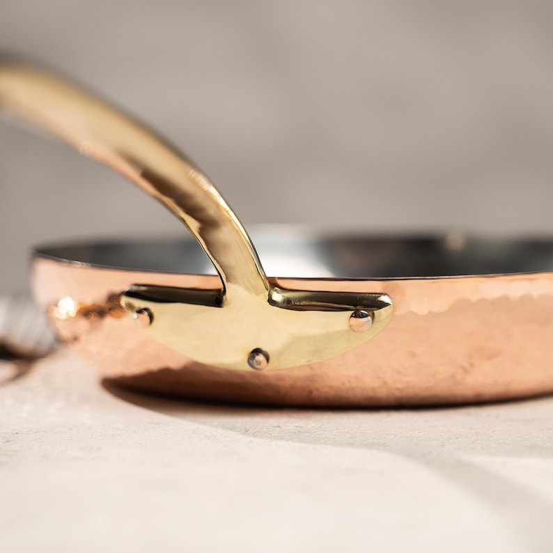 Brass Handle Hammered Brass Frying Pan