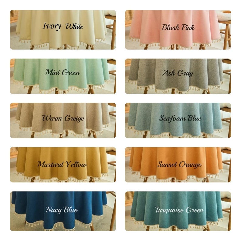 Round Linen Textured Outdoor Tablecloth