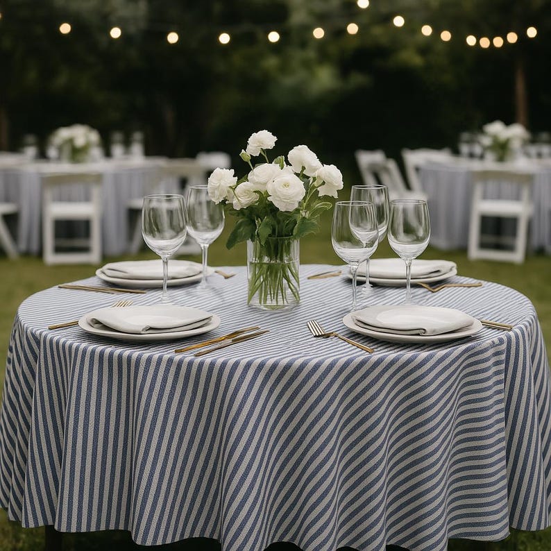 Linen Striped Tablecloth