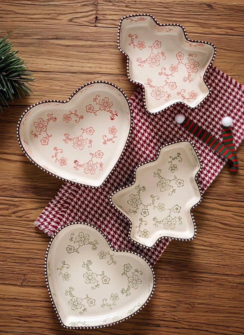 Heart-Shaped and Tree-Shaped Ceramic Baking Pans