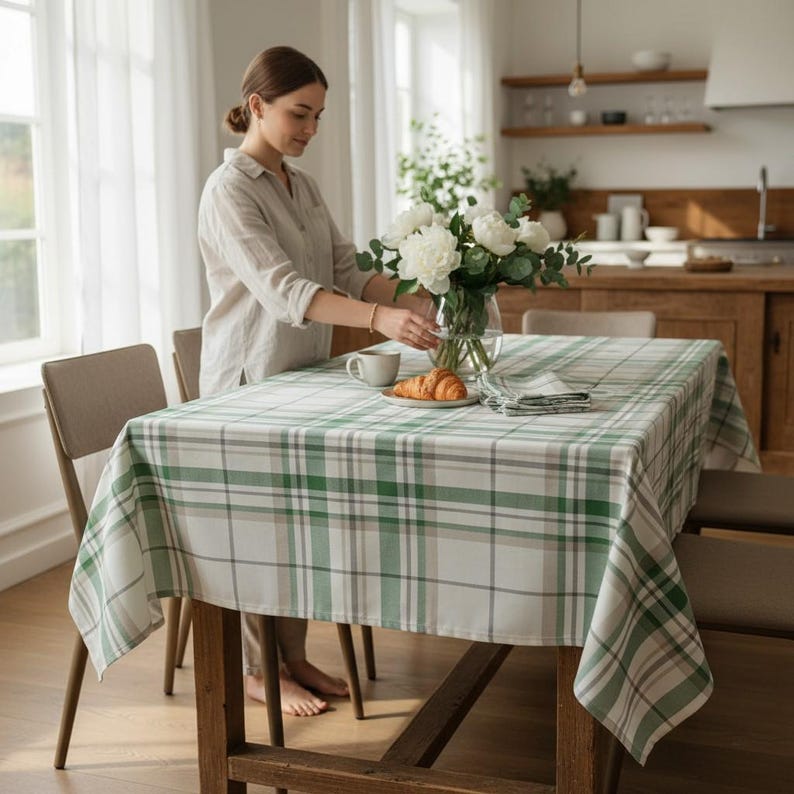 Country Style Plaid Cotton Tablecloth