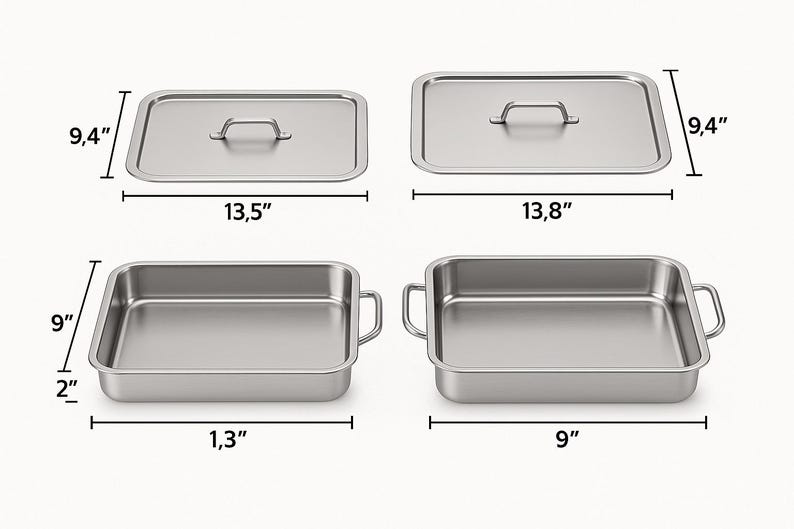 Stainless Steel Non-stick BBQ Tray Baking Set with Lid
