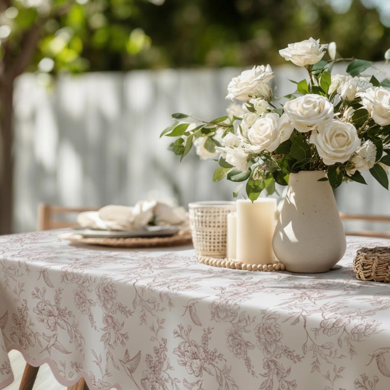 Hummingbird-patterned tablecloth