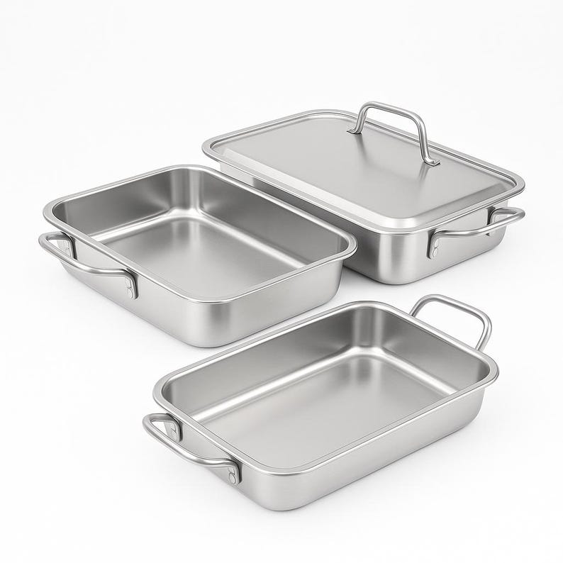 Stainless Steel Non-stick BBQ Tray Baking Set with Lid