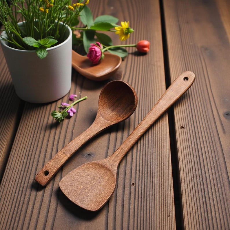 Long Handle Wooden Spatula
