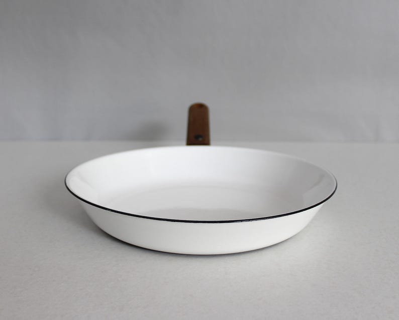 Vintage White Enameled Frying Pan