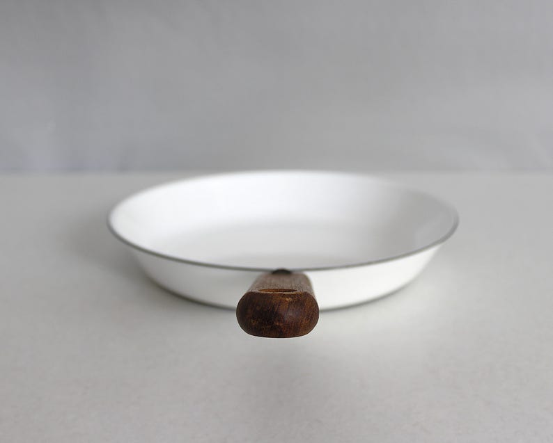 Vintage White Enameled Frying Pan