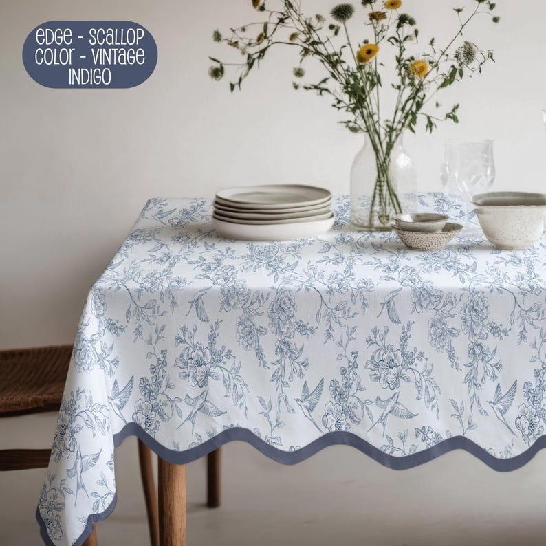 Hummingbird-patterned tablecloth