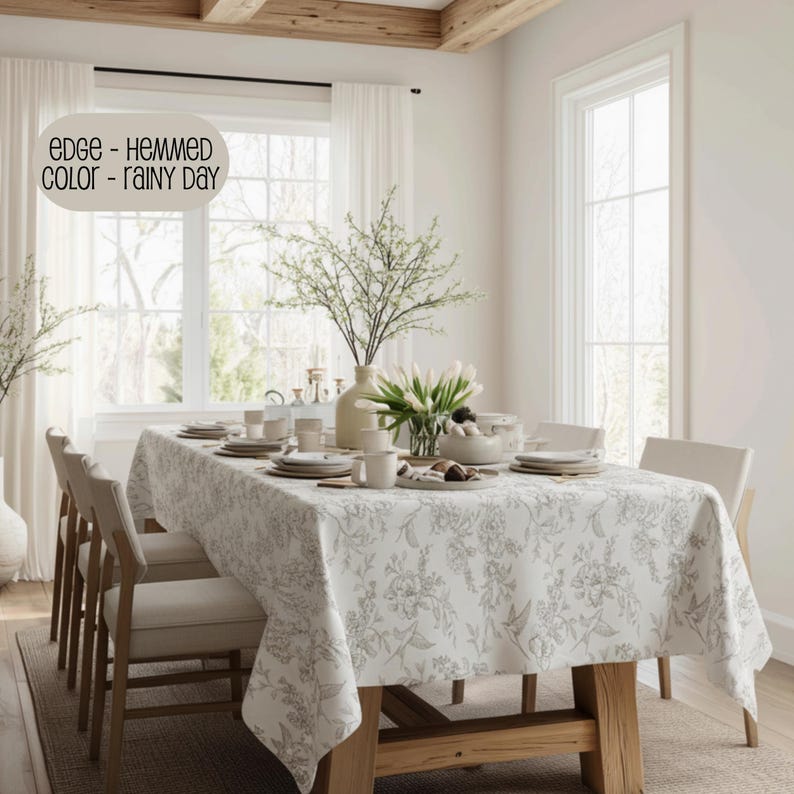 Hummingbird-patterned tablecloth