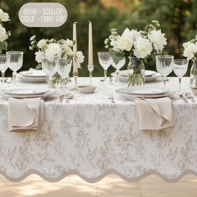 Hummingbird-patterned tablecloth