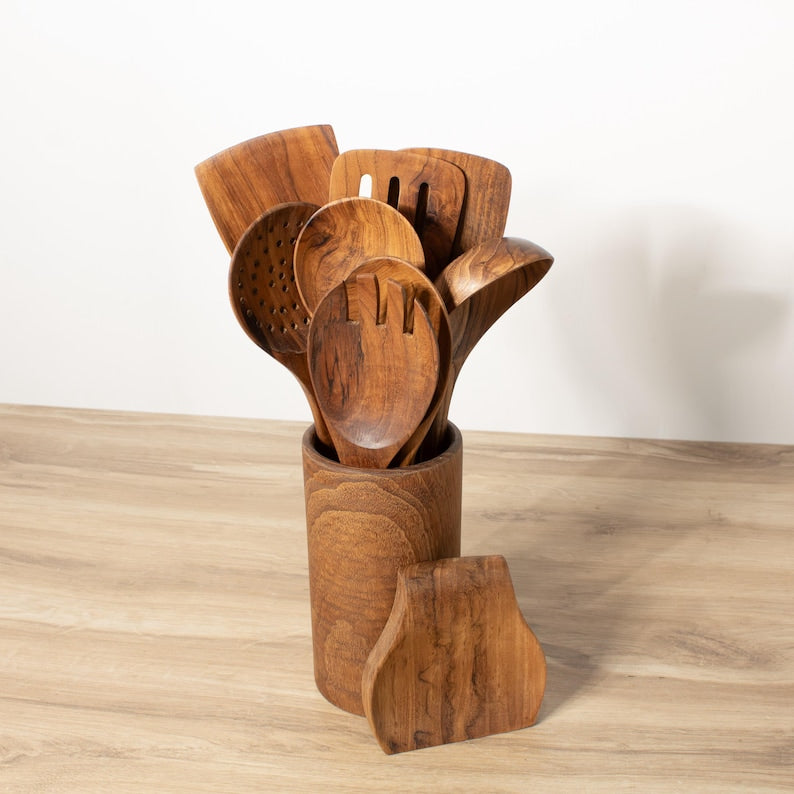 Teak Kitchen Utensil Set Chef