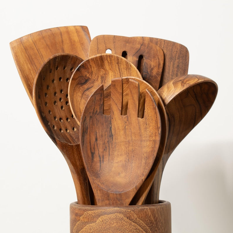 Teak Kitchen Utensil Set Chef