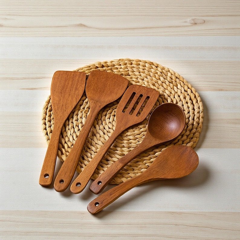 Long Handle Wooden Spatula