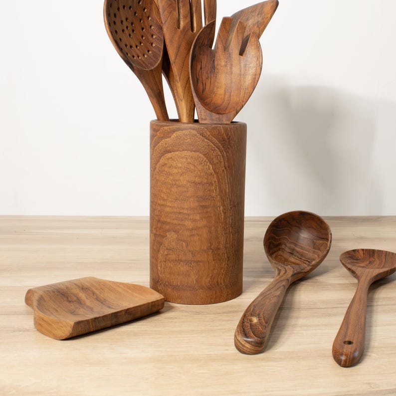 Teak Kitchen Utensil Set Chef