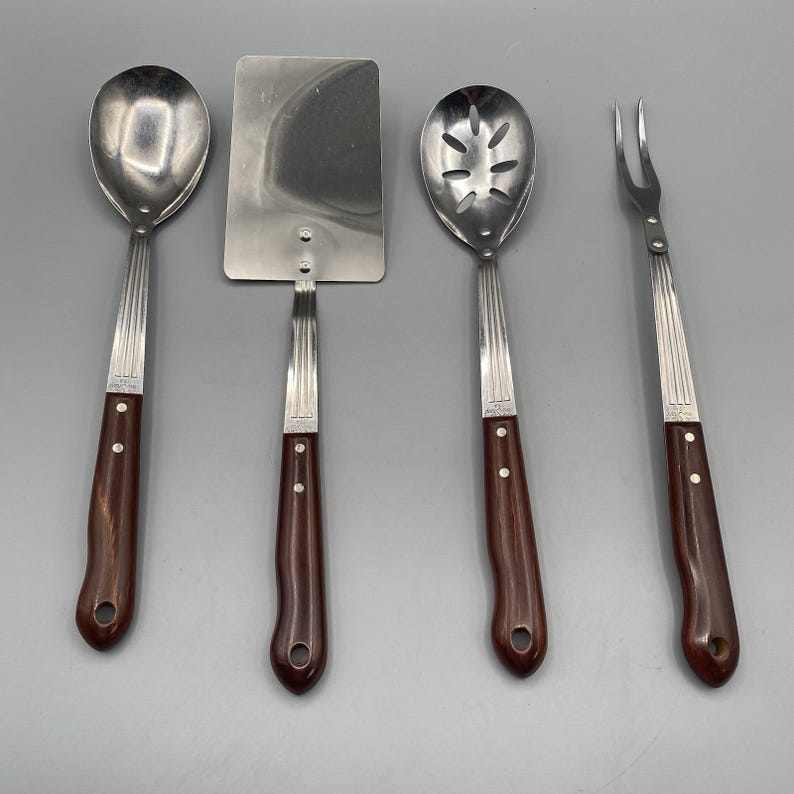 4pcs Stainless Solid Spatula Serving Spoons