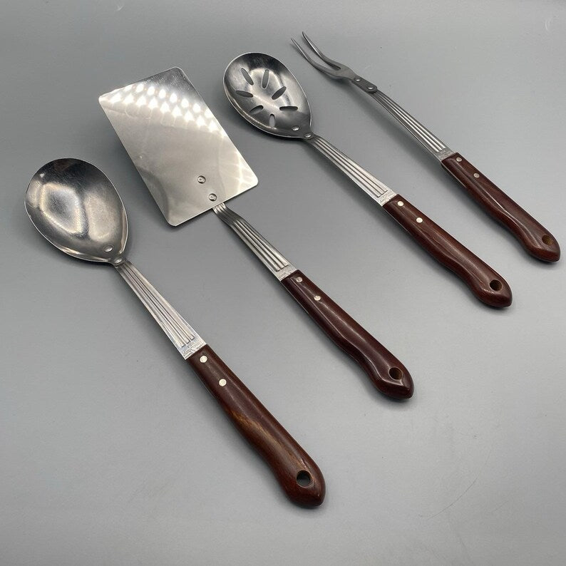 4pcs Stainless Solid Spatula Serving Spoons