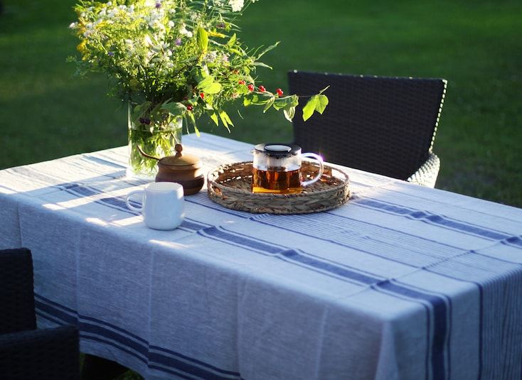Striped Linen Home Tablecloth