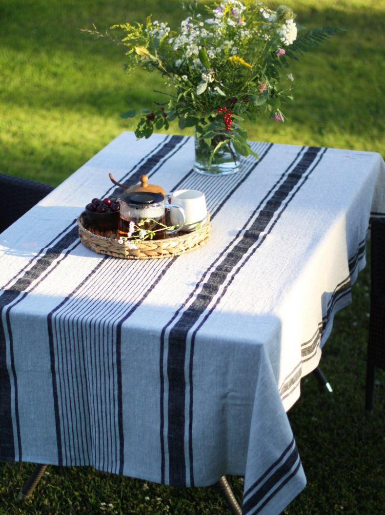 Striped Linen Home Tablecloth