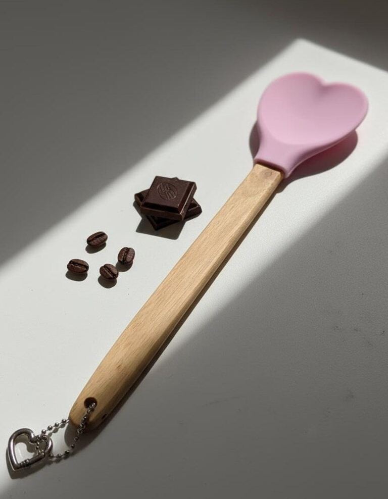 Romantic Heart-Shaped Silicone Wooden Handle Scraper Baking Tool