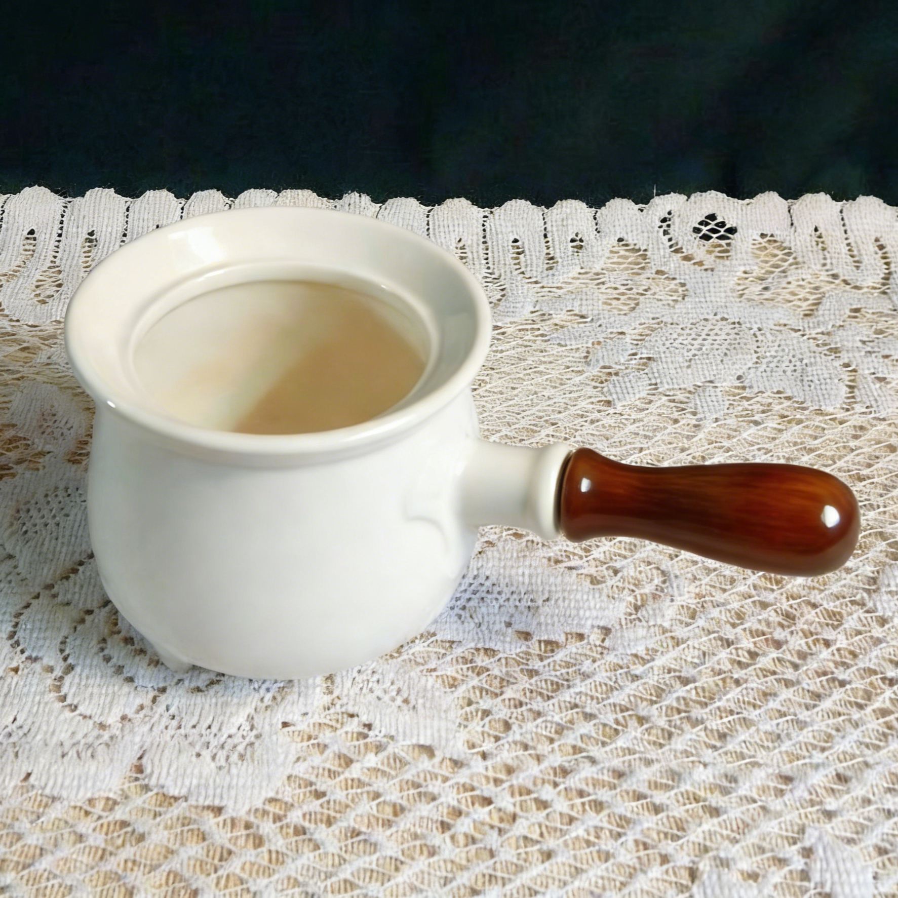 Ceramic Pot with Wooden Handle