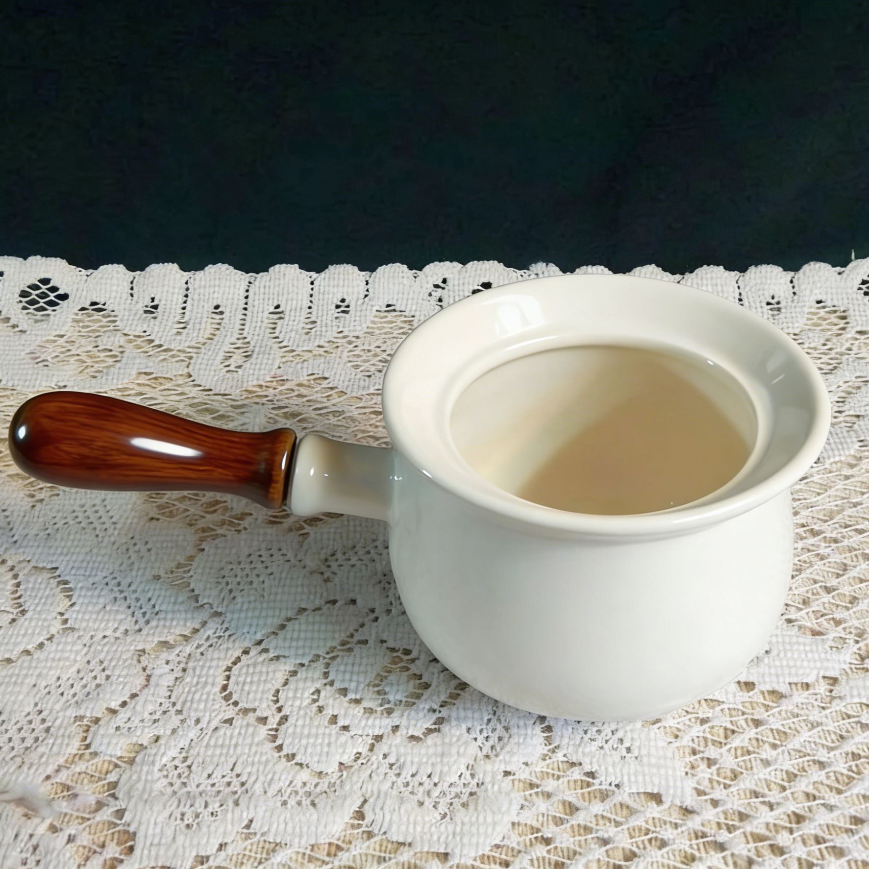 Ceramic Pot with Wooden Handle