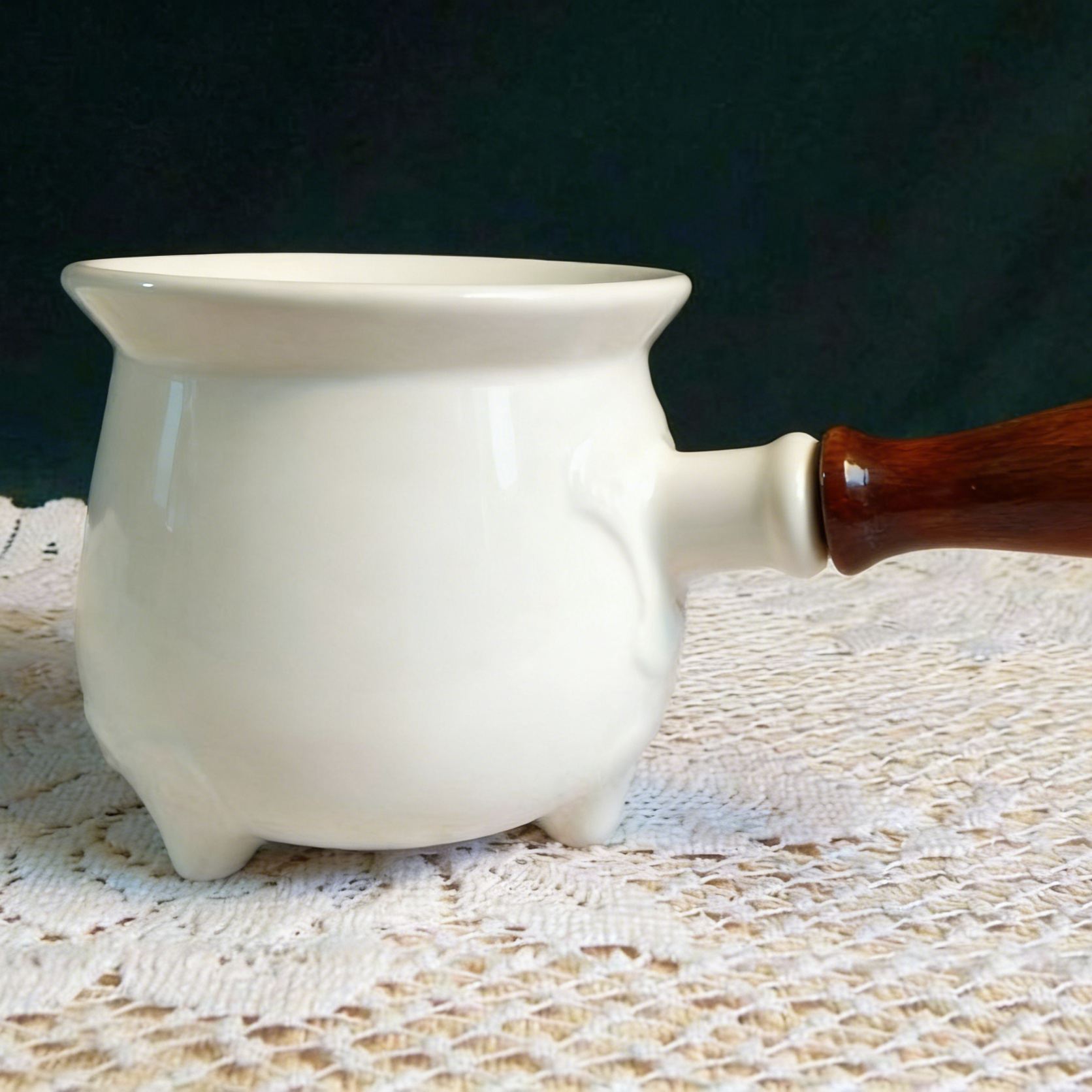 Ceramic Pot with Wooden Handle