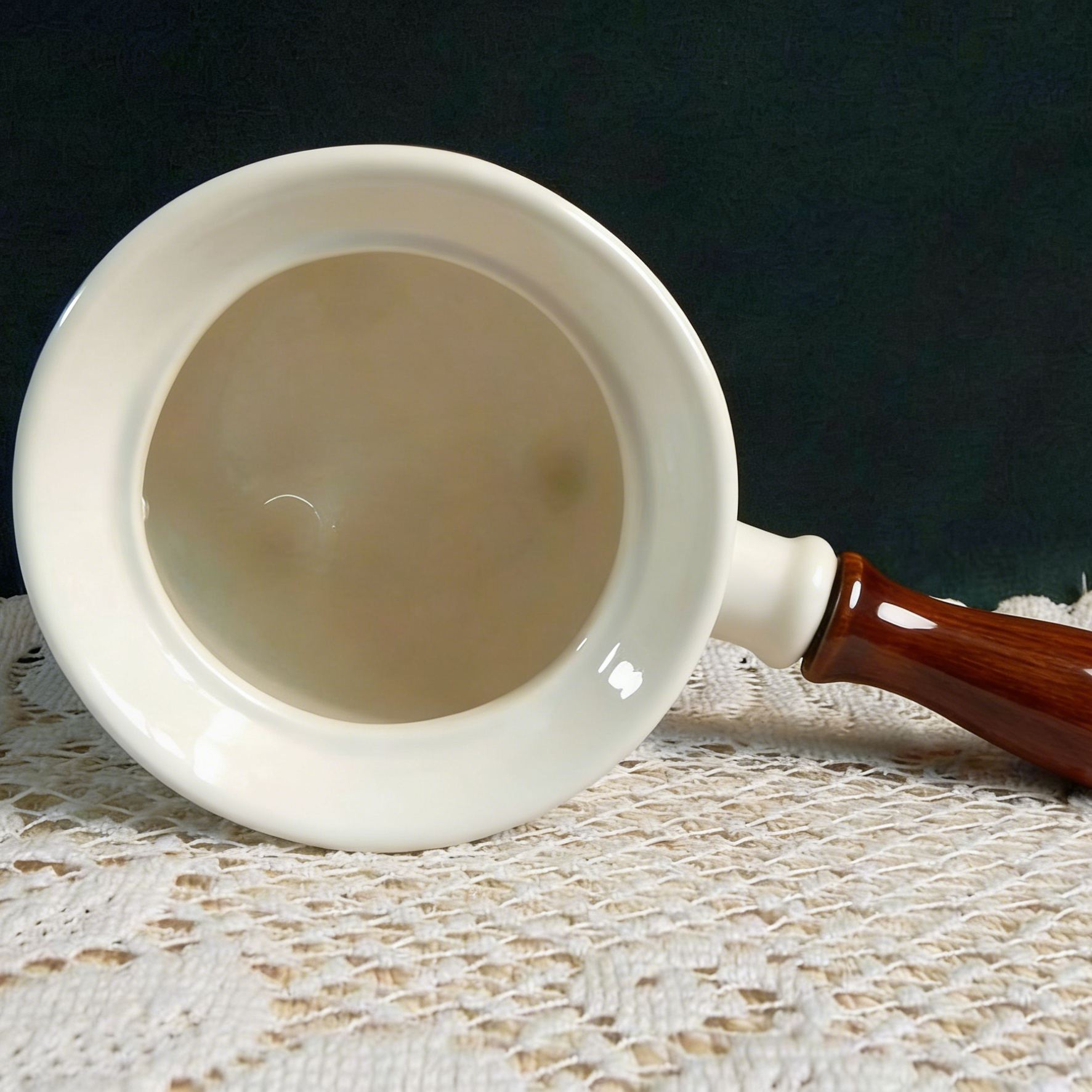 Ceramic Pot with Wooden Handle