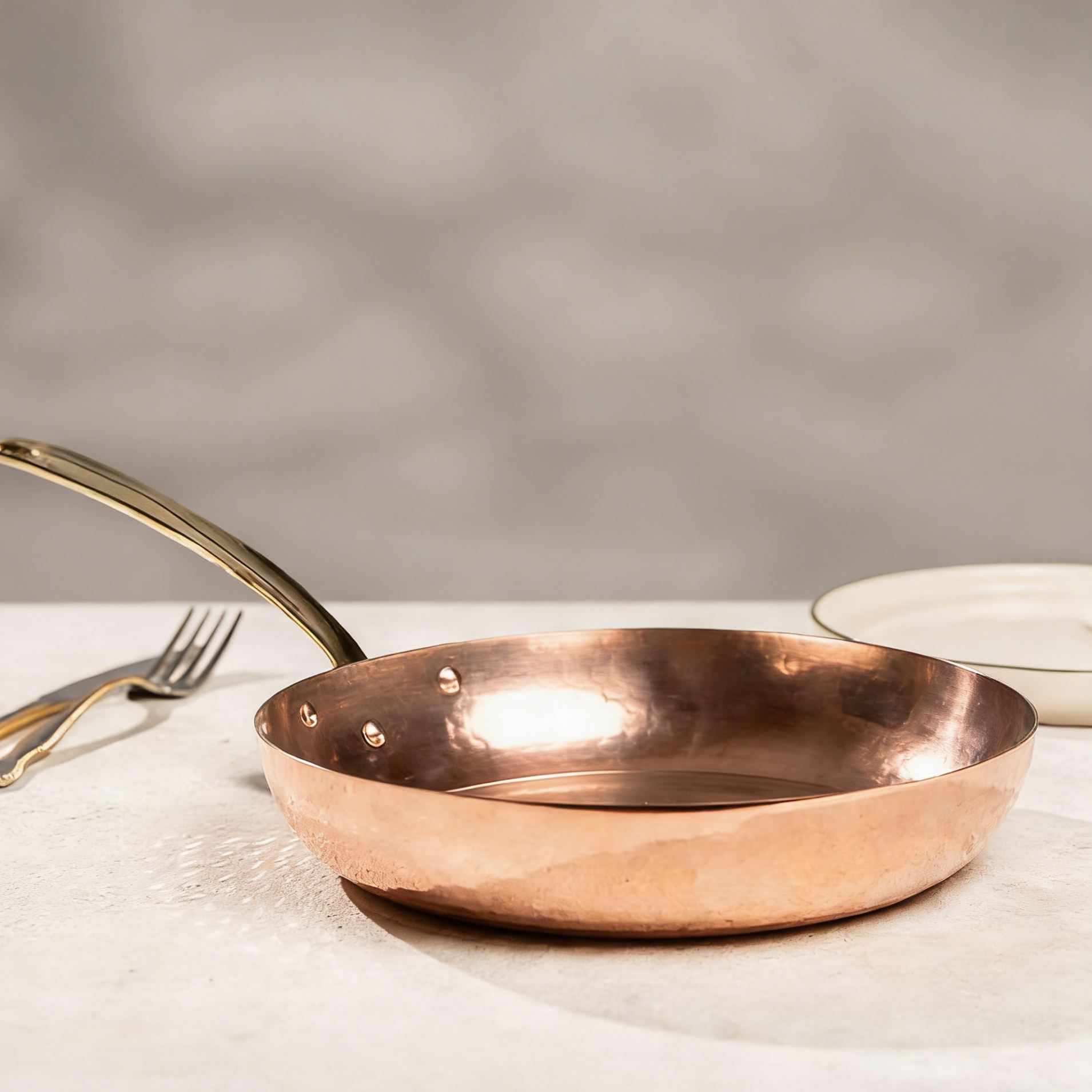 Brass Handle Hammered Brass Frying Pan