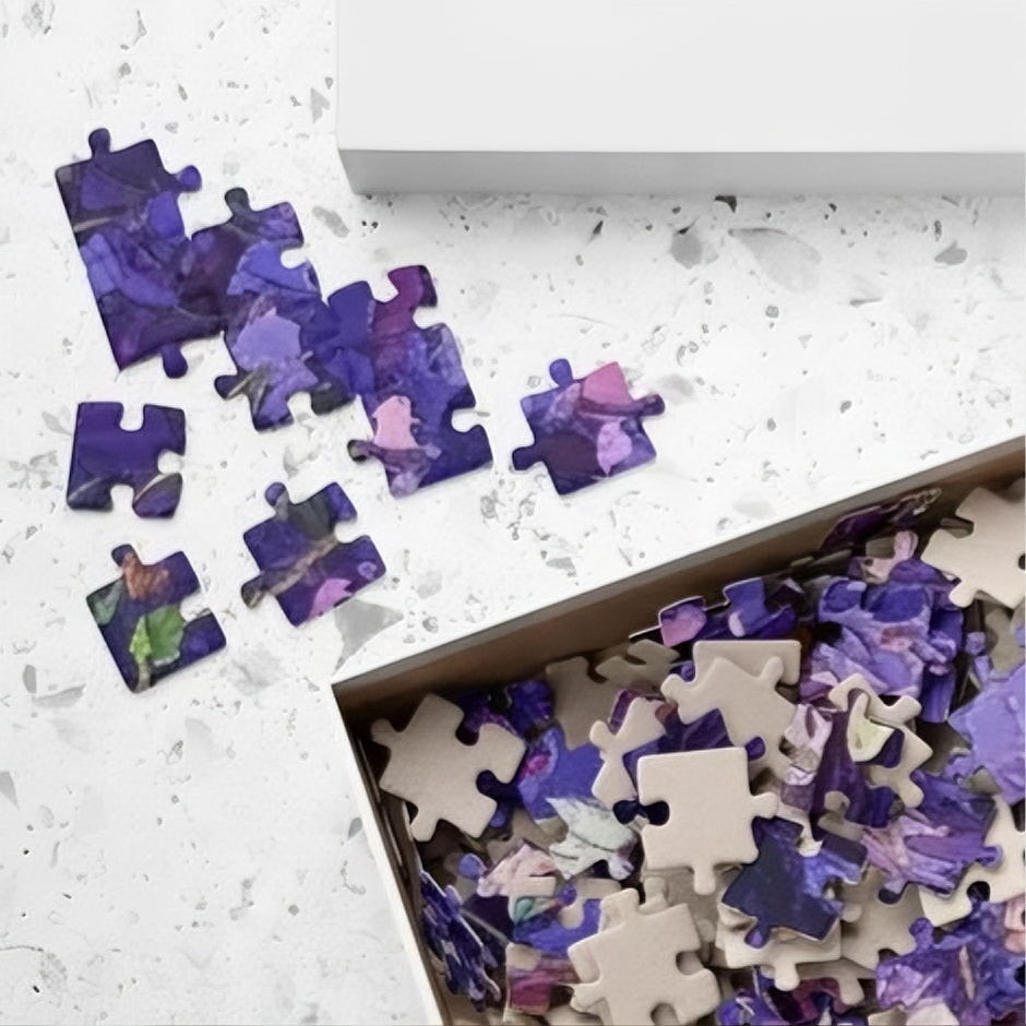 Wisteria Garden Cat Puzzle 1000 Piece Purple Floral Art