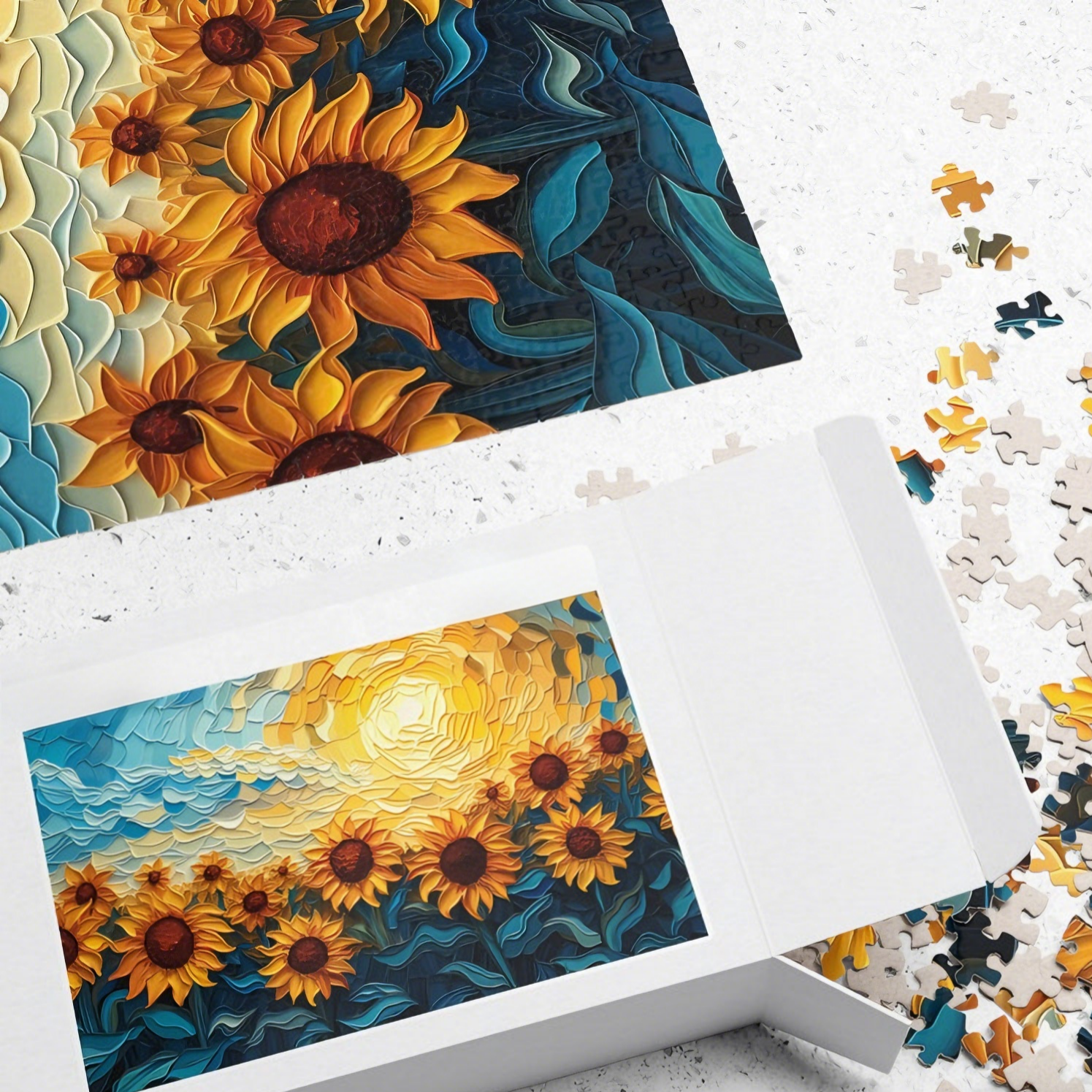 Stained Glass Sunflowers Jigsaw Puzzle 500 or 1000 Pieces
