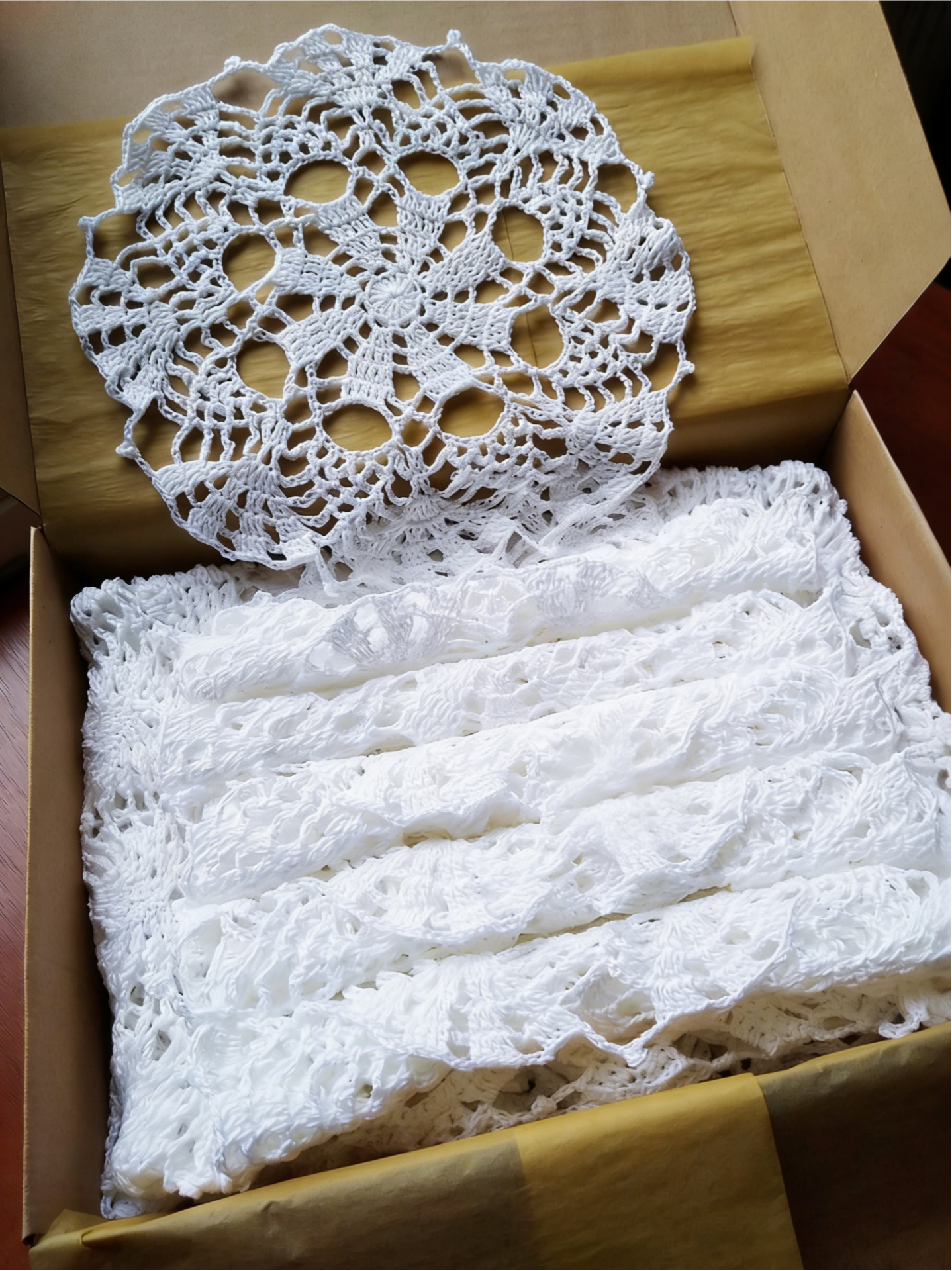 Sets de table en dentelle crochet coton blanc mariage rustique