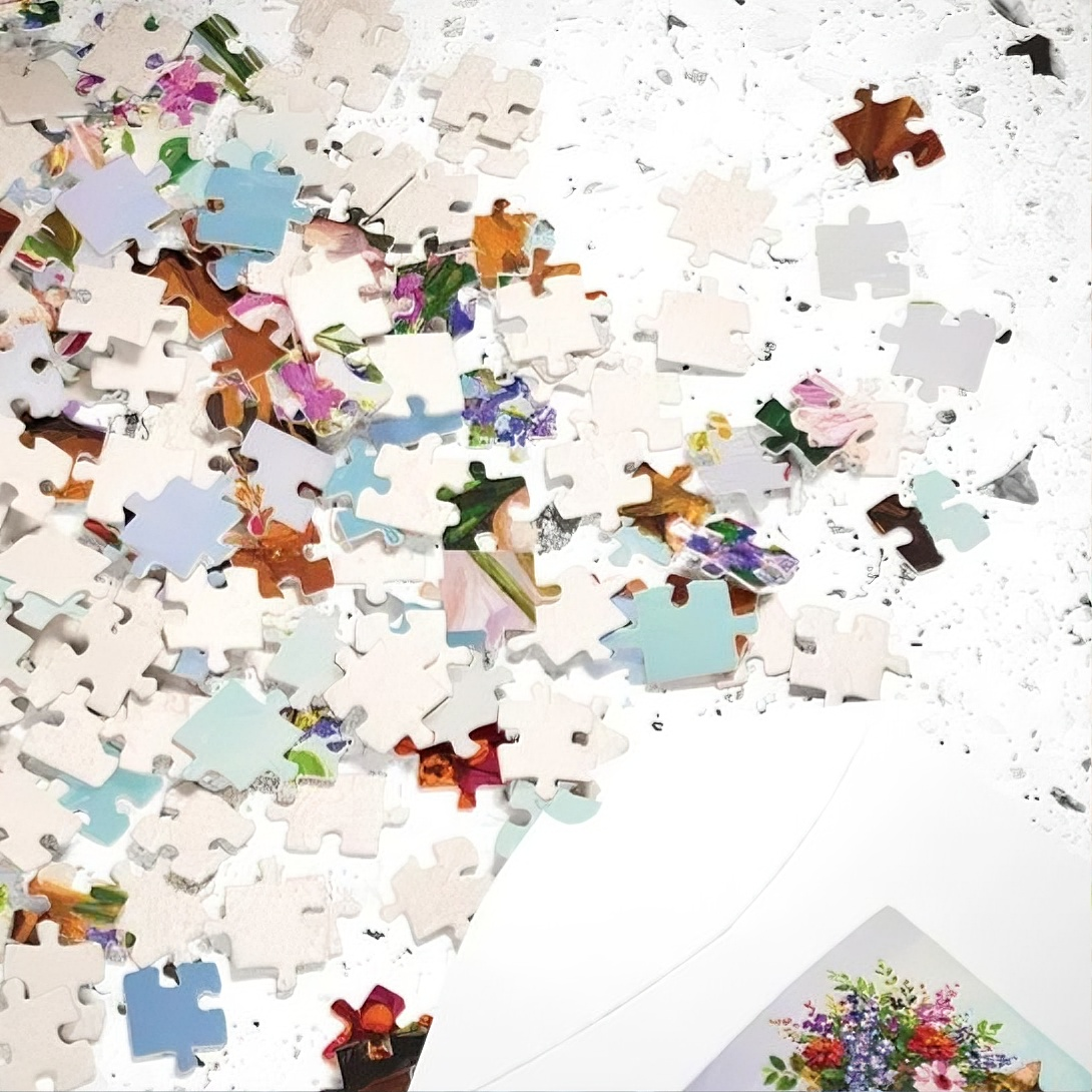 Bouquet Cat Jigsaw Puzzle Floral Feline Art Relaxing Activity