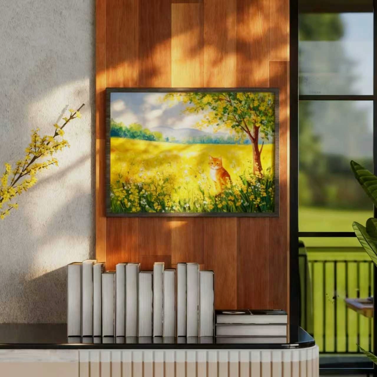 Golden Meadow Cat Jigsaw Puzzle 1000 Piece Floral Design