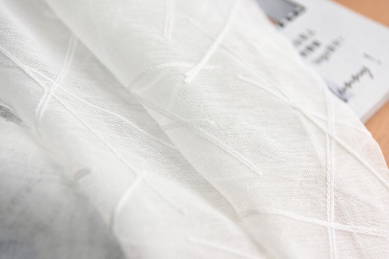 Rideaux en dentelle broderie point de croix blanc