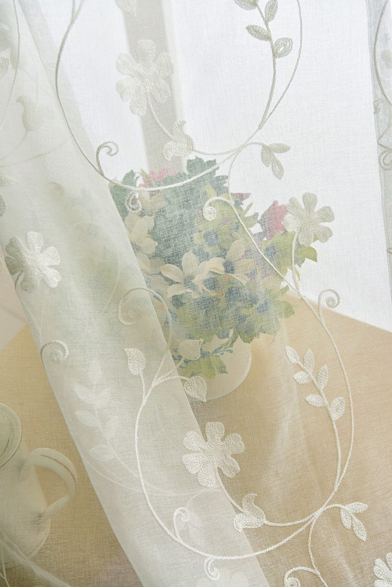 Rideaux en dentelle broderie florale style européen