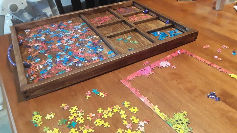 Made to Order. Rustic Brown Puzzle Sorting Tray. Ships 1-2 weeks.