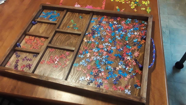 Made to Order. Rustic Brown Puzzle Sorting Tray. Ships 1-2 weeks.