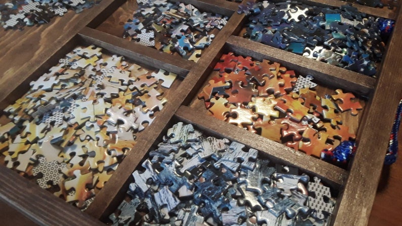 Made to Order. Rustic Brown Puzzle Sorting Tray. Ships 1-2 weeks.