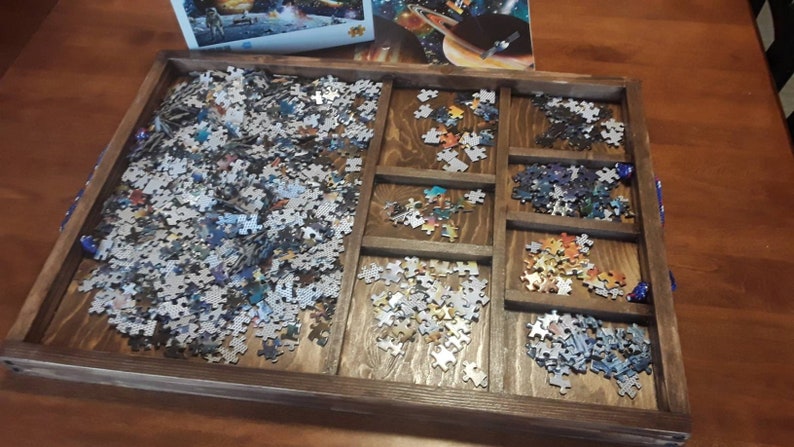 Made to Order. Rustic Brown Puzzle Sorting Tray. Ships 1-2 weeks.